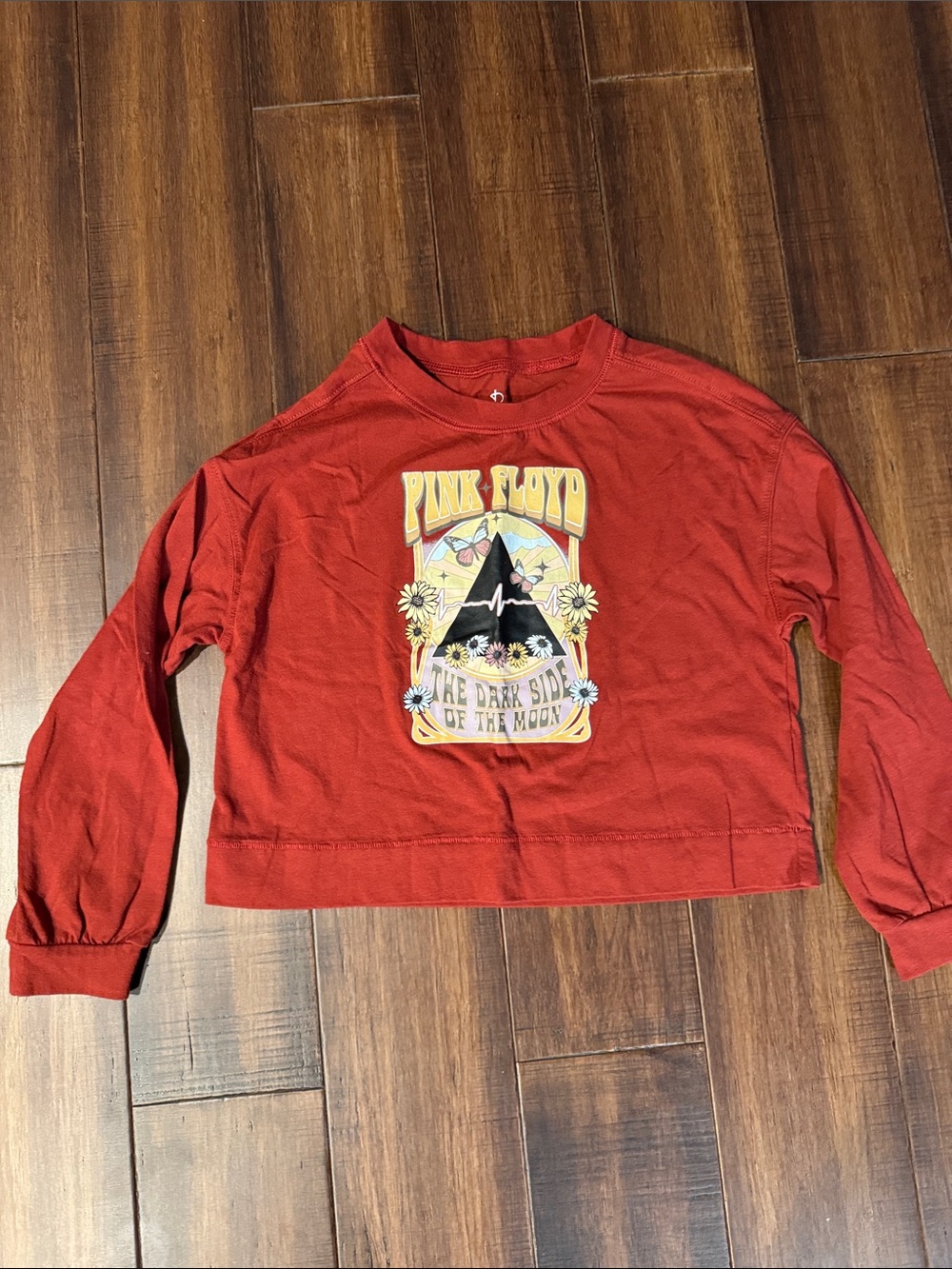 Pink Floyd Red Graphic Cropped Crewneck Tee
